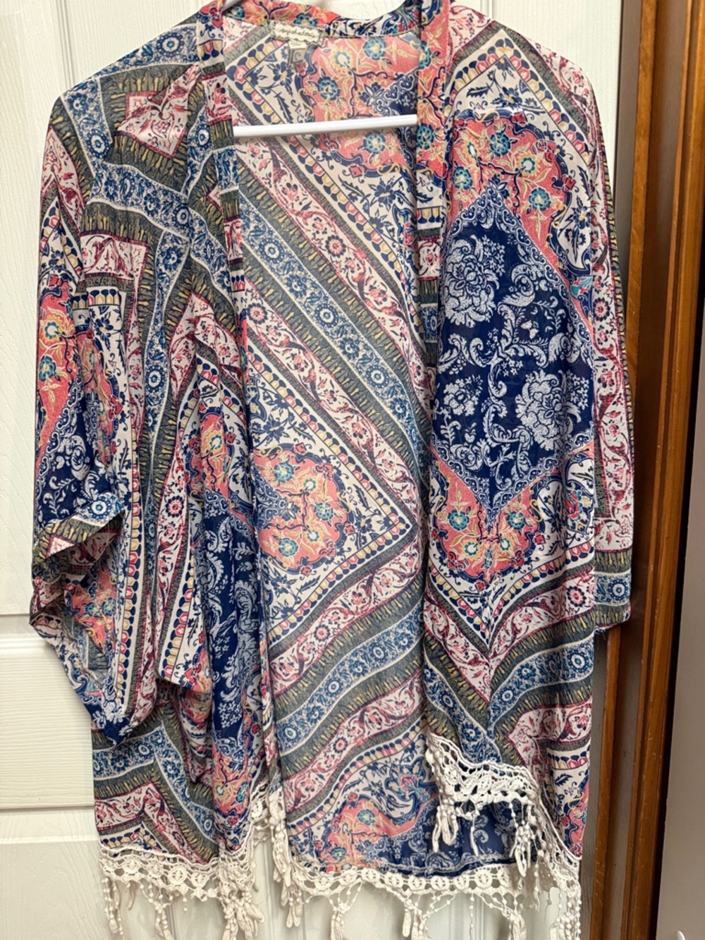 Eyeshadow Navy Blue Pink Floral Boho Kimono